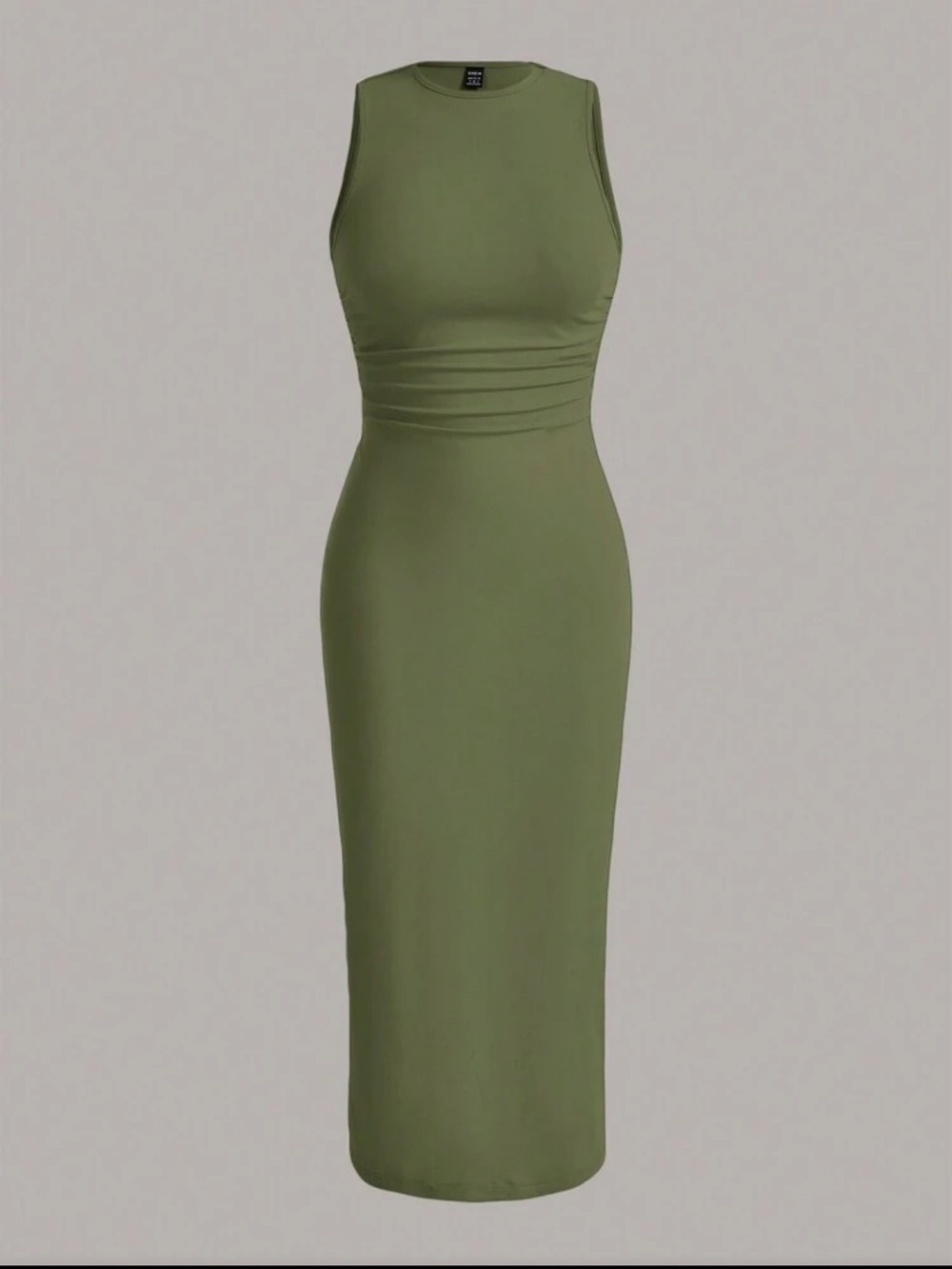 Sleeveless Army Green Bodycon Midi Dress